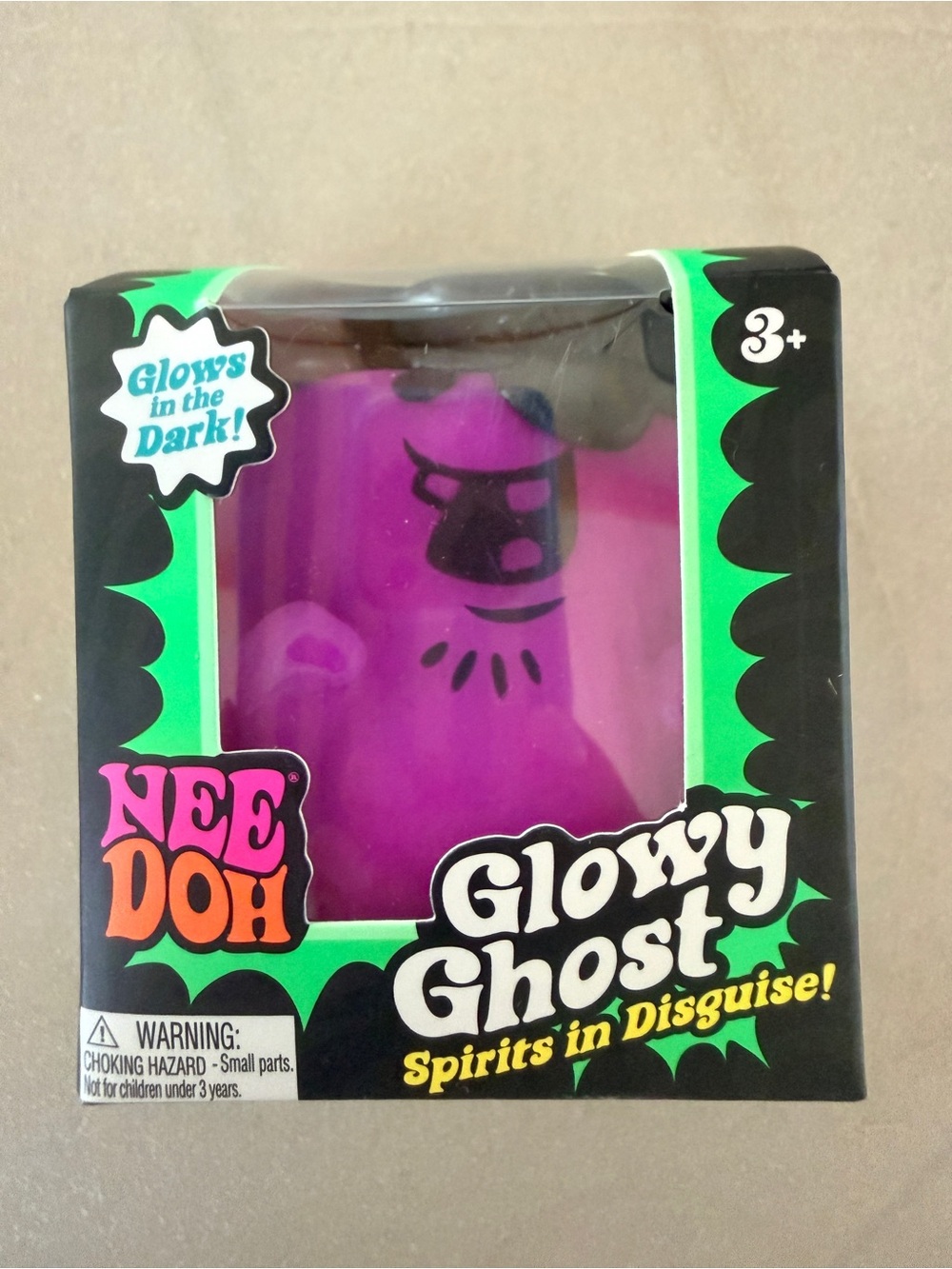 NIB NeeDoh Glowy Ghost Purple Pirate Halloween Glow in Dark Squishy Fidget Toy